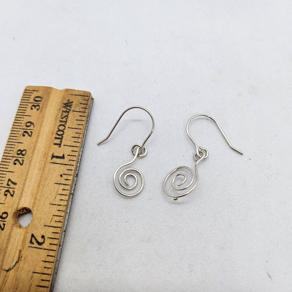 Sterling Silver Handmade Spiral Dangle Earrings 925